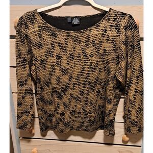 LR Snakeskin Print Long Sleeve Cropped Top – Medium – Silk/Cotton Blend